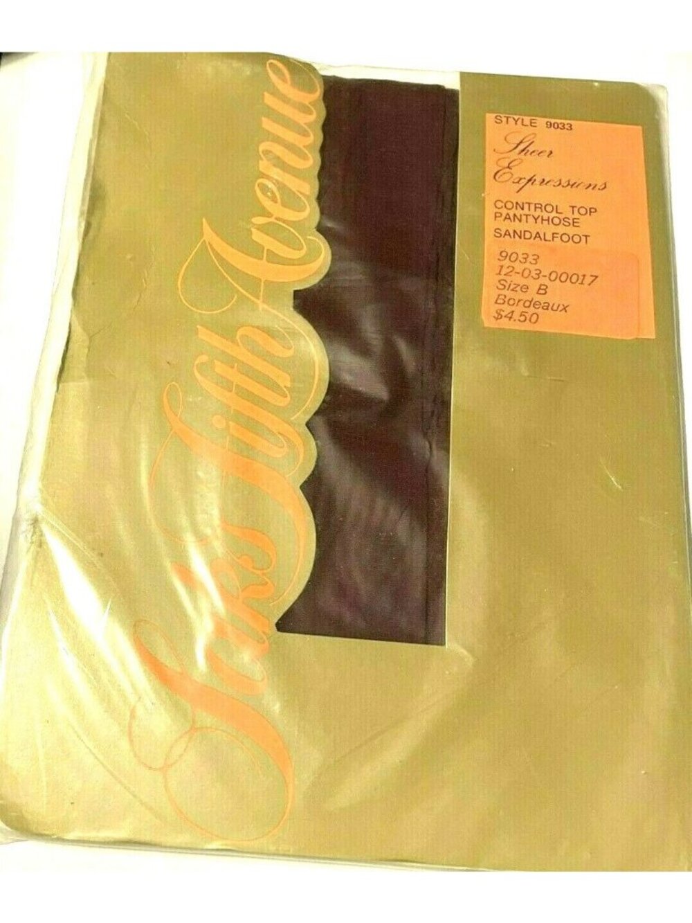 Womens Saks Fifth Ave Bordeaux Pantyhose Sz B 9033 Sheer Control Top Sandalfoot